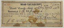 VINTAGE 1903 IDAHO ROAD TAX RECEIPT COUNTY OF LEMHI picture