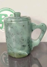 Handmade Nephrite Jade Shot Glass – Natural Stone Cup – Shot Glass Green Jade picture