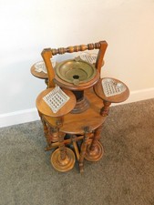 Antique 5 PC Smoking Stand Playing Card 4 Suits Glass Ashtrays Pipe Holder Caddy picture