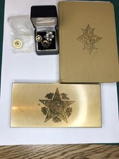 Vintage Order of the Eastern Star Lot 2.5g 10k Gold Ring AndPins Cigarette Case picture