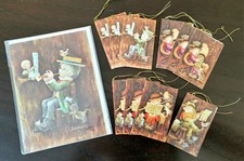 10 Vintage Holiday Gift Tags, 1 Note Card by Juan Ferrándiz (Spain) See below. picture