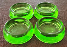 4 VTG Hazel Atlas Uranium Glass Votive Tea Light Candle Holder Furniture Glides picture