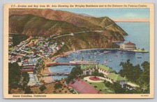 Avalon Bay Catalina Island CA 1947 Postcard Wrigley Residence Casino Colortone picture