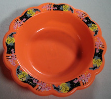 Vintage 90s Halloween Candy Bowl Trick-or-Treat Tricks & Treats Witch Zombie ora picture