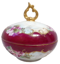 VINTAGE T & V LIMOGES FRANCE TRINKET BOX WITH GOLD TONE LID HAND PAINTED ROSES picture