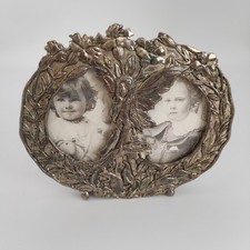 VTG Silver Scenes Silver Plated Small Double Frame Fairy with Saying UK 1993 picture