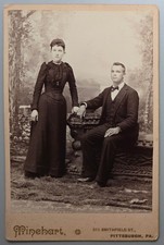 c.1890s Cabinet Card Couple Portrait Minehart Photographer Pittsburgh PA picture