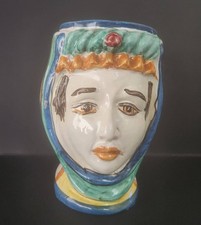 CALTAGIRONE, Vintage Moor Lady Face Vase picture