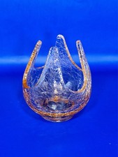 Vintage MCM Viking Glass Crackle Patio Lite Tulip Candle Holder With Sticker picture