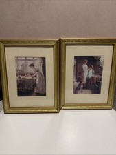 Vintage picture set of two  Mother and childs Frame 11 X 14 picture