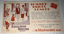 Vintage Milwaukee Road Railroad Excelsior Springs MO Advertising Ink Blotter picture
