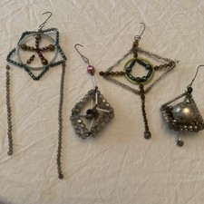 4-Vintage ( Antique ) Czech Or Japan Glass Beaded Christmas Tree Ornaments picture