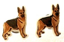 German Shepherd Dog Alert Teeny Tiny Flat Acrylic Post Stud Earrings Jewelry picture