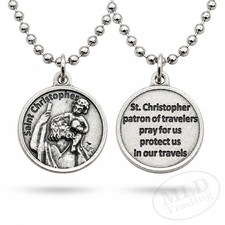 Saint St Christopher Medal Prayer Pendant Necklace Made in Italy 24