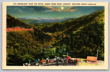 c1940s Moonlight Over Royal Gorge Point Lookout NC Postcard picture