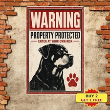 Rottweiler Property Security Patrol Guard Dog Warning Metal Plaque picture