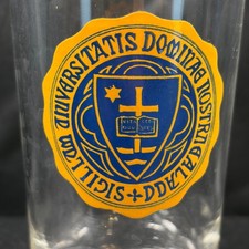 Vintage University of Notre Dame Glass Highball Gold Rim Seal Crest Barware picture