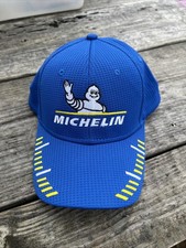 Michelin Racing Ball Cap Blue Yellow White Custom Embroidered Hat Ajustable EUC picture