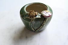 Vintage Majorica style Insect and Leaf Plant Pottery Planter picture