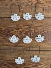 Antique Royal Adderley UK Pink Rose Bone China Liquor Decanter Tags & Chains 8 picture