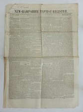 1844 antique NEW HAMPSHIRE BAPTIST REGISTER concord nh SLAVERY MILLERITES NEWS picture