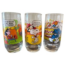 Vintage 1983 McDonald's Camp Snoopy Peanuts Glasses Set of 4 picture