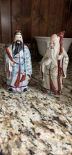 Lu & Shou hand-painted porcelain figurines depicting Chinese trad. wise men. picture
