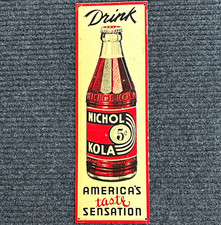 Nichol Kola 1936 Original Metal Soda Sign 5¢ 