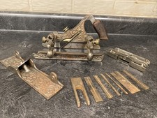 WOW Antique Stanley Wood Plane Tool~ Patented May 18, 1886 W/ Accessories~ LOOK picture