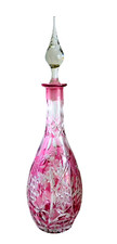 VTG MCM Empoli Italy Art Glass Decanter Pink RED Genie Bottle Tear Stopper Star picture