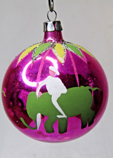 Vintage 50's Glass ELEPHANT MAN Pictured BALL Christmas Ornament Fantasia Poland picture