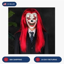 Collector's Grade Hand-Painted Red Haired Clown Mask - Natural Latex Halloween P picture