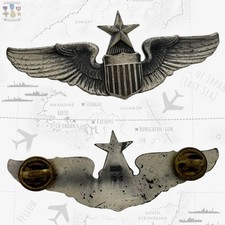 STERLING KOREAN WAR U.S. AIR FORCE SENIOR PILOT WINGS 3” SIZE 12C “CORO” picture
