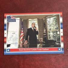 2001 Topps Enduring Freedom Bush Receives Update From Giuliani #29 George W Bush picture