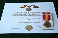 NDSM National Defense Service Medal and Certificate Army Navy Air Force Marines picture