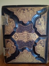 Den Helline Skrift Antique Late 1800's  Bible Leather Metal Clasps Scandanavian picture