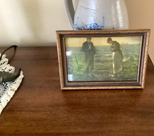 Vintage framed print   The Angelus  farmhouse, rustic decor, original  frame 7x5 picture