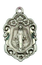 Blessed Our Lady 13/16 Inch Sterling Silver Miraculous Medal with Roses Border picture