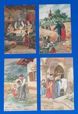 Four (4) Vintage The Lord's Prayer Embossed Post Cards Religion Catholic picture
