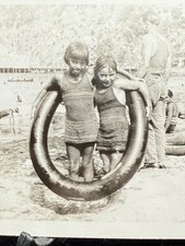 🔥Found Photo Catalina Island CA Beach Girls Inner Tubes Bathers Snapshot #V32 picture