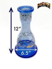 INHALE® 12''H Color infused  Hand Blown Crystal Glass Hookah Vase.24k Gold Trim picture
