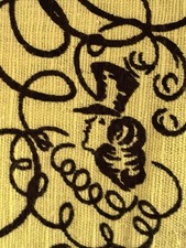 8 Y VTG 1930-40s drapery Barkcloth Era Fabric Dali regency Swirl face chartreuse picture