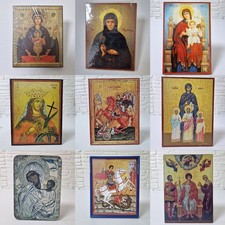 Collection of 9 Greek Orthodox Christian Icons – Saints, Virgin Mary & Christ – picture