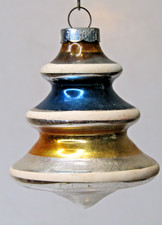 VTG pre WWII Striped Glass TREE Shape DROP Christmas Ornament Franke Shiny Brite picture