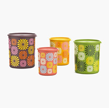 Floral Multicolor Canister Set Tupperware 80th Anniversary Limited Edition Retro picture