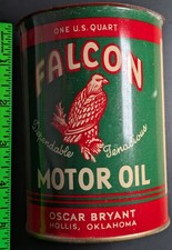 Vintage Falcon Motor Oil EMPTY Metal Can (Minor Wear) picture