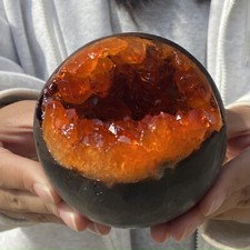 1.66LB Natural Yellow quartz crystal crystal ball / opens its mouth and smiles picture