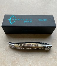 Arbalete Genes David, Stainless Steel, 4.8in, Folding Knife, Forged Ram Horn picture