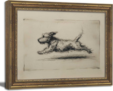 Vintage Gold Framed Wall Art Antique Terrier Sketch Wall Art Running Dog Wall De picture