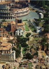 Vintage Roman Forum Rome Italy Postcard Panoramic View Ancient Ruins Colosseum picture